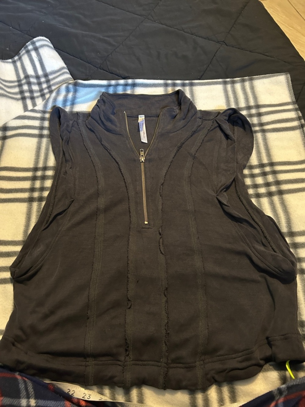 Sleeveless Black Zip-Front Women's Top
